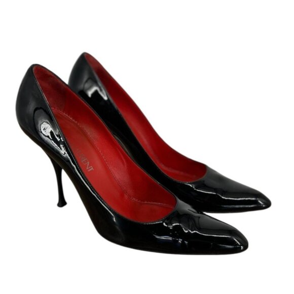 Yves Saint Laurent Paris YSL Black Patent Pointed Pumps Size 38.5 - Picture 1 of 9